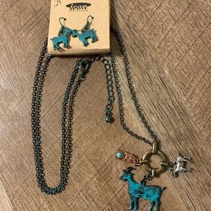 Goat Charm Necklace & Earrings